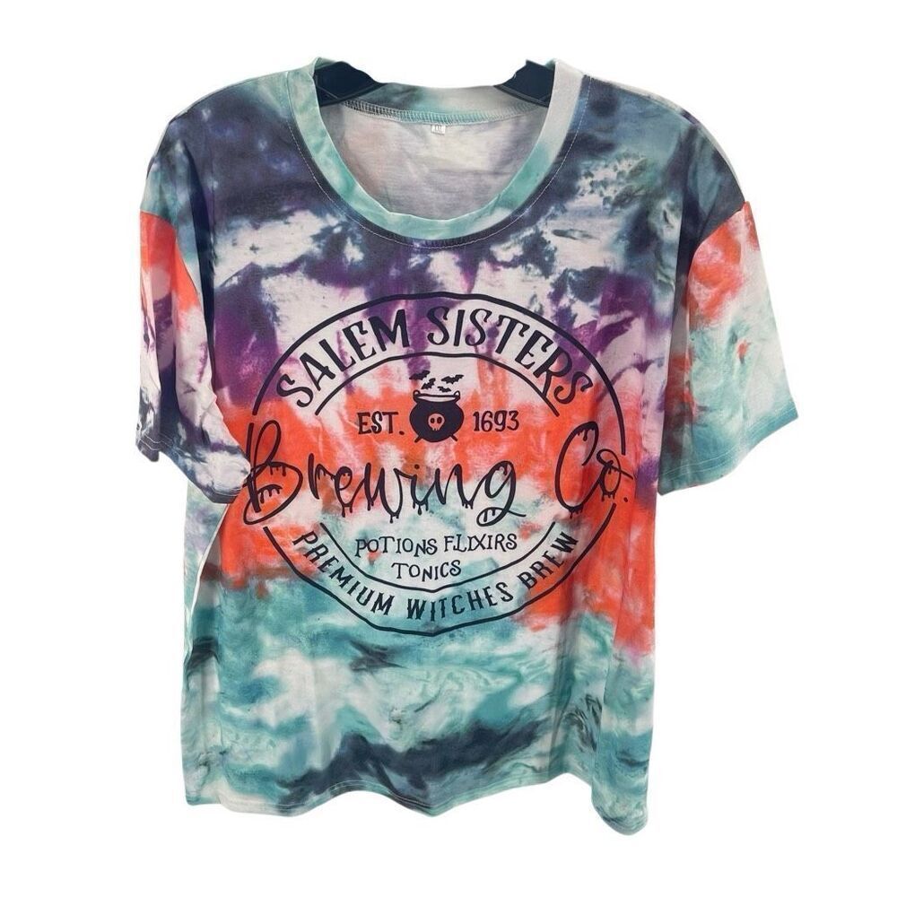 Salem Sisters Brewing Co Tie-Dye Witches Brew Halloween Tee Multicolor Size 2XL